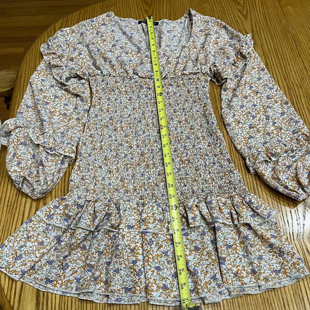 Nasty Gal Floral Dress, beautiful ruffles! Pretty peach and lilac colors - Picture 3 of 6